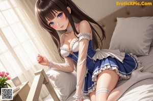 a woman in a blue dress and white stockings posing for a picture