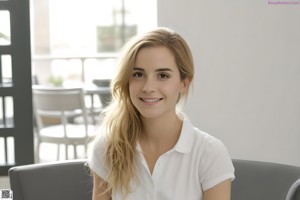A young woman in a white panties posing for the camera.