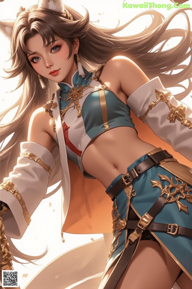 Hentai - Exotic Allure of the Untamed Lands Set.1 20250124 Part 15 No.531c3d A woman in a blue and white outfit holding a sword.