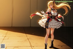 A woman in a maid outfit standing by a window.