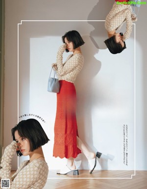 A series of photos of a woman wearing short pants.