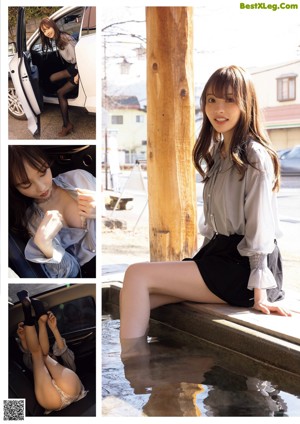 A woman sitting in the back seat of a car wearing a panties.